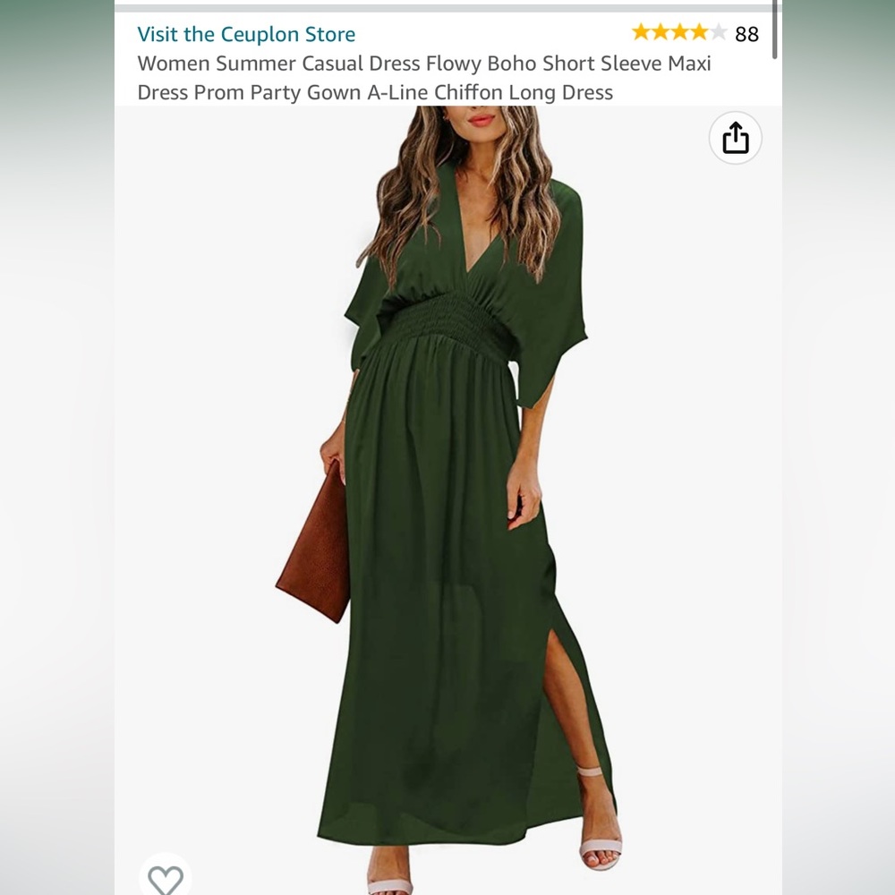 Green v neck dress large